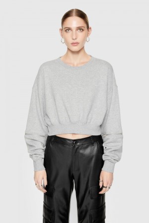 Hauts Rebecca Minkoff Annie Zip Sleeve Sweatshirt Femme Grise | 41PFHAMLW