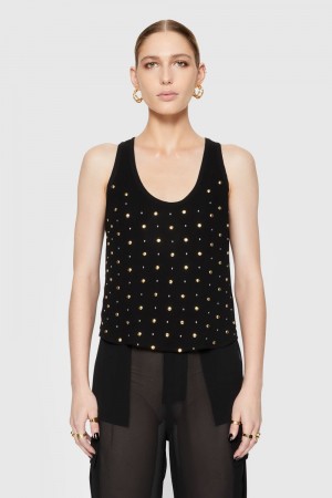Hauts Rebecca Minkoff Bridget Embellished Tank Femme Noir | 39DTUIWAR