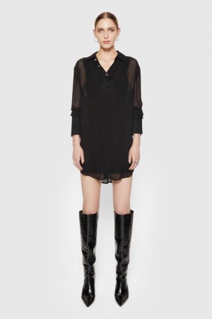 Hauts Rebecca Minkoff Ophelia Shirt Dress Femme Noir | 32DBUHANC