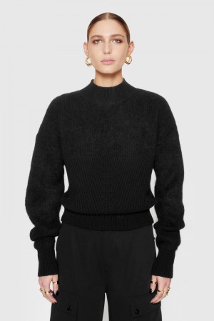 Hauts Rebecca Minkoff Priscilla Two-Texture Sweater Femme Noir | 59IVUCYPQ