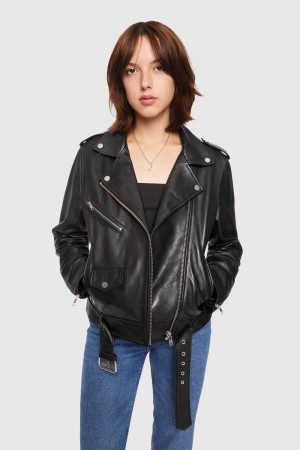 Leather Rebecca Minkoff Jett Moto Femme Noir | 62QNYXKUI