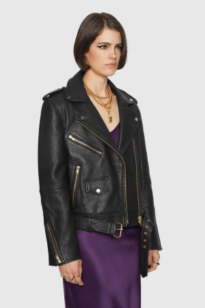 Leather Rebecca Minkoff Jett Moto Femme Noir | 23TGSWAIZ