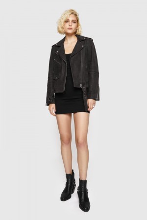 Leather Rebecca Minkoff Jett Moto Jacket Femme Noir | 64JLTXFGH