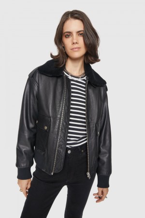 Leather Rebecca Minkoff Orly Aviator Jacket Femme Multicolore | 01SXOKLFR