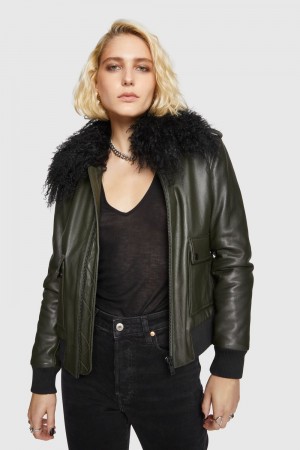 Leather Rebecca Minkoff Orly Aviator Jacket Femme Multicolore | 79ZXSVMUY