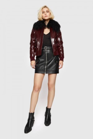 Leather Rebecca Minkoff Patent Orly Aviator Jacket Femme Multicolore | 04BAQHWZM