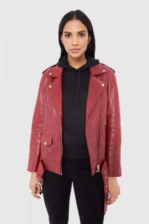 Leather Rebecca Minkoff Tabitha Moto Femme Bordeaux | 26PUHVYTJ
