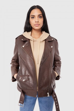 Leather Rebecca Minkoff Tabitha Moto Femme Espresso | 14SUBCEJT