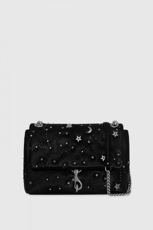 New Arrivals Rebecca Minkoff Edie Flap Shoulder With Celestial Studs Femme Noir Grise | 36JBSMIZL