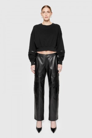 Pantalons Rebecca Minkoff Bowie Leather Cargo Pant Femme Noir | 52XGJUVBM