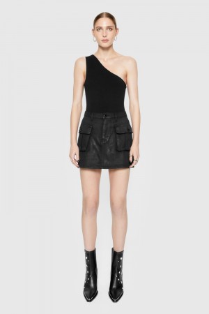 Pantalons Rebecca Minkoff Jodie Denim Mini Skirt Femme Noir | 12IBHASUJ