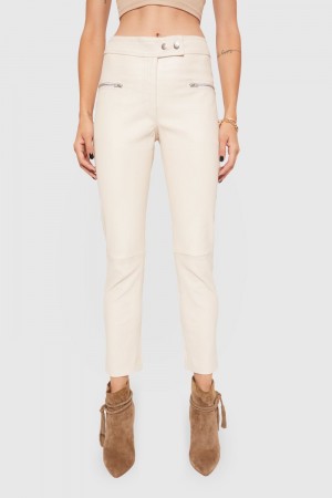 Pantalons Rebecca Minkoff Poppy Leather Legging Femme Beige | 61CEUBIJP