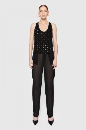 Pantalons Rebecca Minkoff Presley Sheer Cargo Pant Femme Noir | 20YKIOBNQ