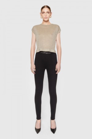 Pantalons Rebecca Minkoff Sienna Chain Embellished Legging Femme Noir | 12CXROVNH