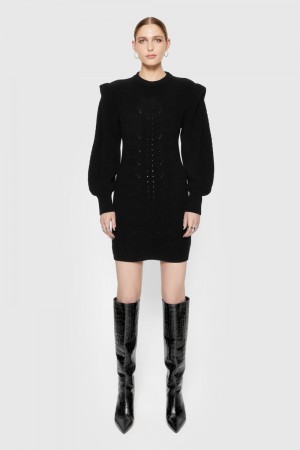 Peignoir Rebecca Minkoff Daisy Cable Mini Sweater Dress Femme Noir | 84YAEGIPS