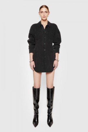 Peignoir Rebecca Minkoff Florence Denim Dress Femme Noir | 75VCWJIZM