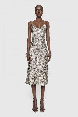 Peignoir Rebecca Minkoff Verona Slip dress Femme Noir Blanche Serpent | 84PHMXJEV