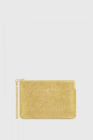 Petite Maroquinerie Rebecca Minkoff Crystal Studded Wristlet Femme Doré | 51KANFZQV