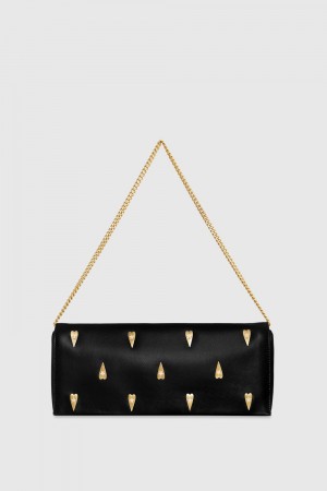 Pochettes Rebecca Minkoff Slim Clutch With Heart Studs Femme Noir | 72UROKFIQ