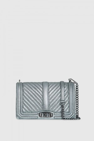 Sac Bandoulière Rebecca Minkoff Chevron Quilted Love Crossbody Femme Grise Foncé | 41BMNZFDE