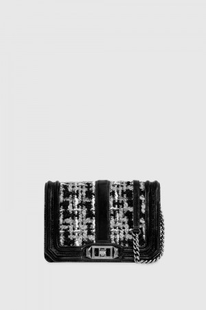 Sac Bandoulière Rebecca Minkoff Chevron Quilted Small Love Crossbody Femme Noir Grise | 34NFSHRLO