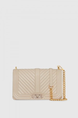 Sac Bandoulière Rebecca Minkoff Chevron Quilted Love Crossbody Femme Grise | 08MCNJYPK