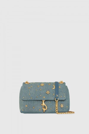 Sac Bandoulière Rebecca Minkoff Edie Crossbody With Celestial Studs Femme Bleu | 91VCRKAEI