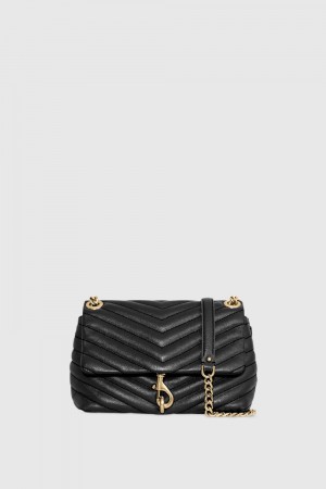 Sac Bandoulière Rebecca Minkoff Edie Crossbody Femme Noir Doré Clair | 97ZAPQLMV