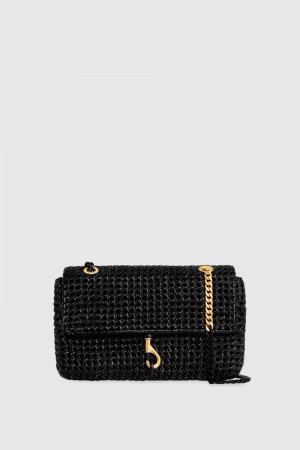 Sac Bandoulière Rebecca Minkoff Edie Woven Medium Crossbody Femme Noir | 08ASOINTZ
