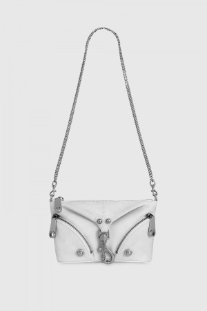 Sac Bandoulière Rebecca Minkoff Mini Julian Crossbody Femme Blanche Grise Argent | 48CWBZGIM
