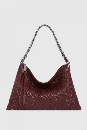 Sac Porté Épaule Rebecca Minkoff Chain Quilt Shoulder Bag Femme Rouge Foncé Grise | 68MKUQVRC