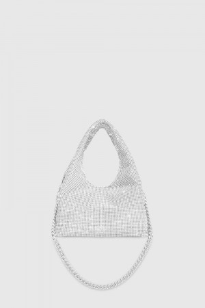Sac Porté Épaule Rebecca Minkoff Crystal Mini Chain Carryall Femme Argent Grise | 89VPEWUXJ