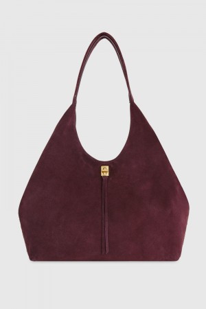 Sac Porté Épaule Rebecca Minkoff Darren Signature Carryall Femme Rouge Foncé | 50FLVJZRA