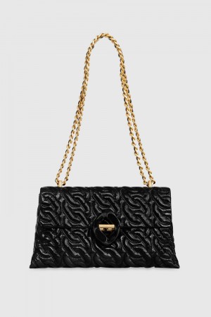 Sac Porté Épaule Rebecca Minkoff Double Gusset Crossbody With Chain Quilt Femme Noir | 90IQNDYJO