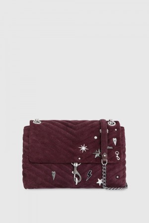 Sac Porté Épaule Rebecca Minkoff Edie Flap Shoulder With Celestial Studs Femme Rouge Foncé | 58OPGRTLE