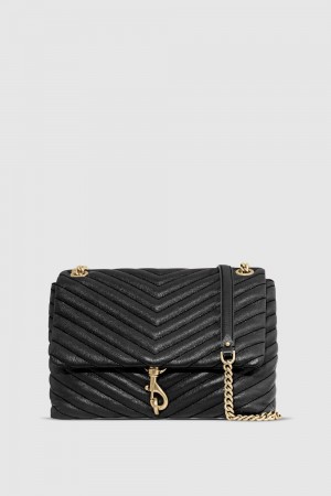 Sac Porté Épaule Rebecca Minkoff Edie Flap Shoulder Bag Femme Noir Doré Clair | 46HVRNJXE
