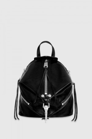 Sacs à Dos Rebecca Minkoff Julian Zipped Medium Backpack Femme Noir Argent | 50VPCDZXR