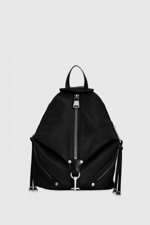 Sacs à Dos Rebecca Minkoff Nylon Medium Zip Julian Backpack Femme Noir Argent | 03KHSYWBP