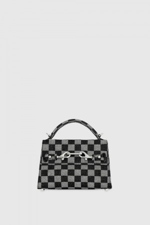 Top Handle Bags Rebecca Minkoff Lou Top Handle Crossbody With Chain Femme Noir | 14FLHPYXG