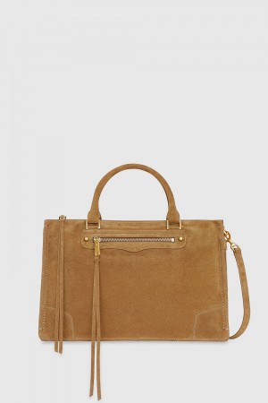 Top Handle Bags Rebecca Minkoff Regan Satchel Femme Walnut | 68BOVMRSI