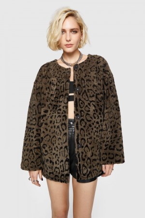 Vêtements D'extérieur Rebecca Minkoff Dylan Leopard Shearling Jacket Femme Multicolore | 16FSZXYCA