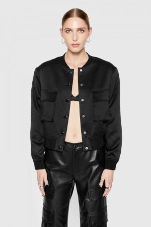 Vêtements D'extérieur Rebecca Minkoff Lucy Satin Bomber Femme Noir | 75HOGTPIJ