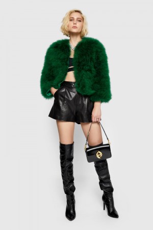 Vêtements D'extérieur Rebecca Minkoff Pacha Feather Jacket Femme Turquoise | 61DCVJKMT