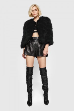 Vêtements D'extérieur Rebecca Minkoff Pacha Feather Jacket Femme Noir | 28WANMBDK